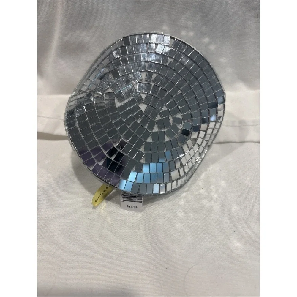 Silver Disco Ball Cowboy Hat Christmas Ornament Western Mirror Ball‎ Party Decor